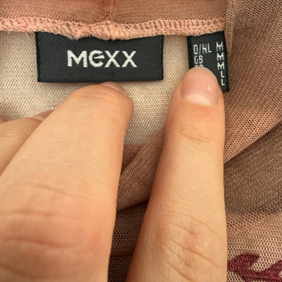 MEXX Mesh Dragon Tattoo Top Sheer Y2K Long Sleeve - Picture 3 of 4